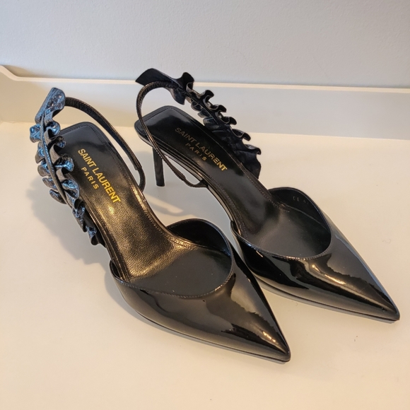 Saint Laurent Edie Slingback Patent Heels - Picture 2 of 5